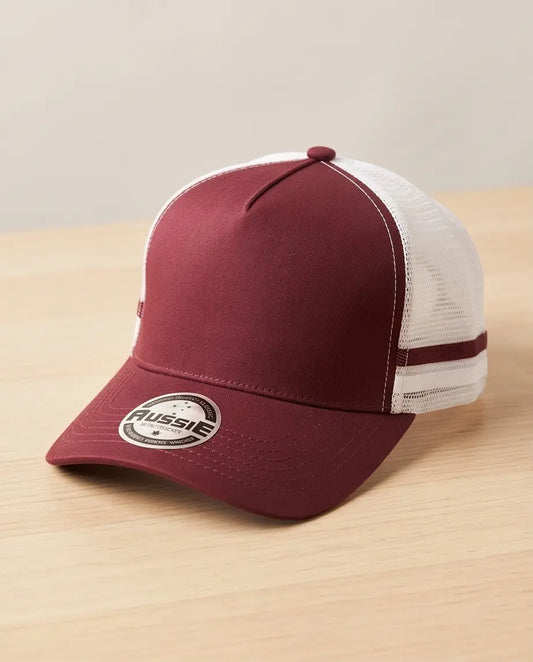 Classic Two-Tone Trucker Hat – Burgundy & White