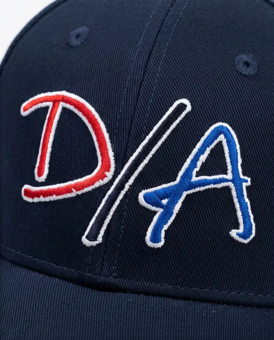 D/A Retro Racing Monogram Baseball Cap – Navy, Red & Blue