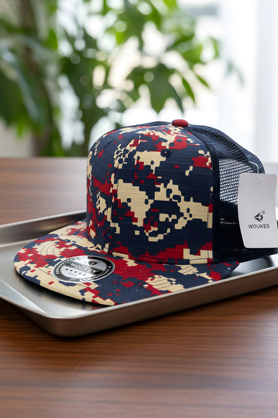 Voukies Digital Camo Trucker Cap – Red, Navy & Beige