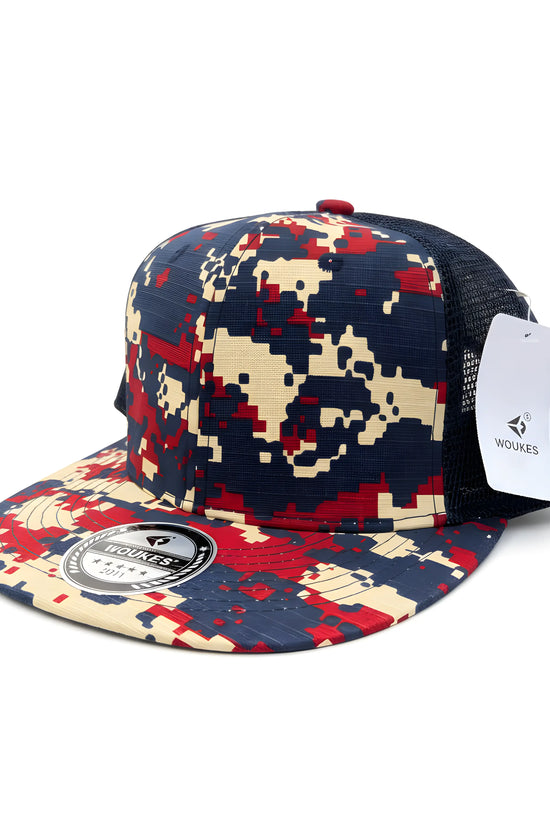 Voukies Digital Camo Trucker Cap – Red, Navy & Beige