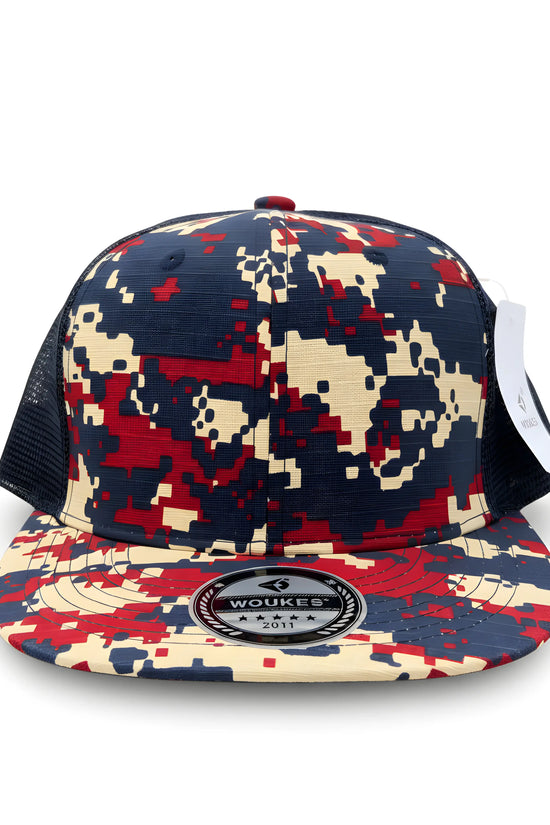 Voukies Digital Camo Trucker Cap – Red, Navy & Beige