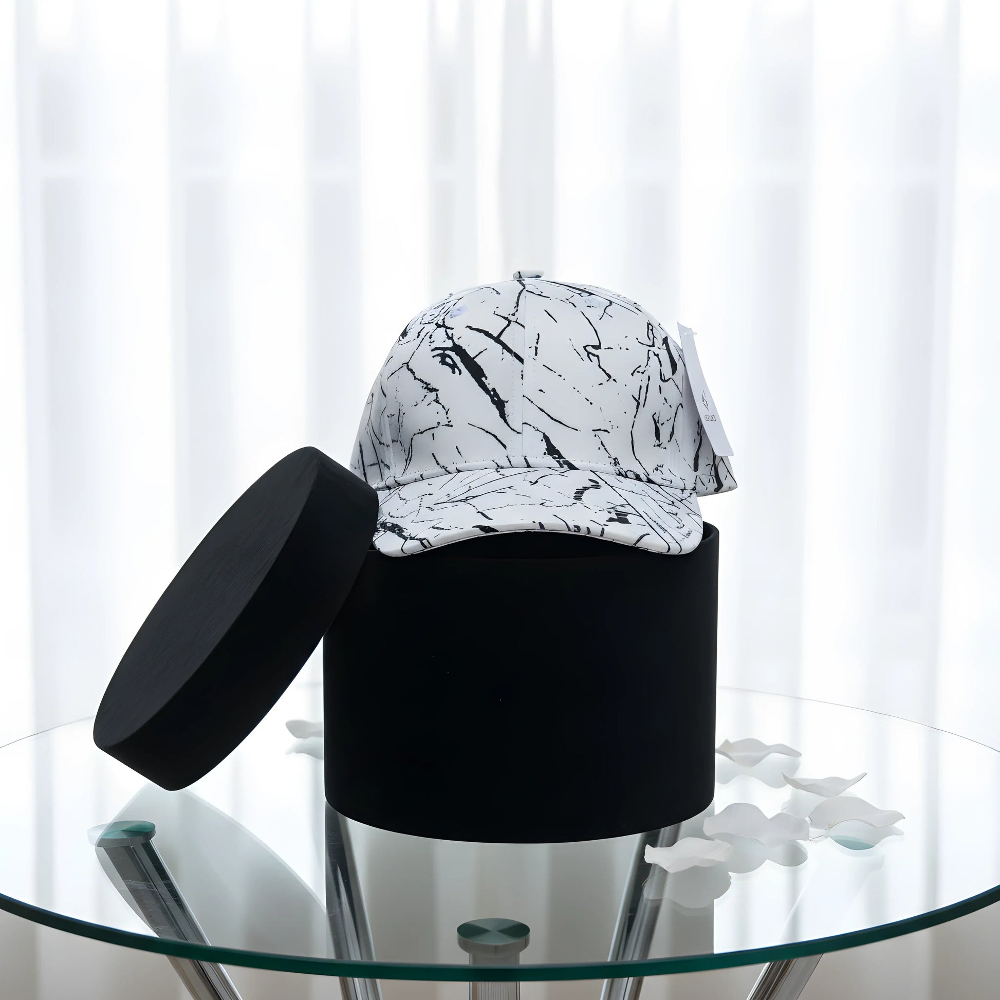 White Marble Pattern Cap