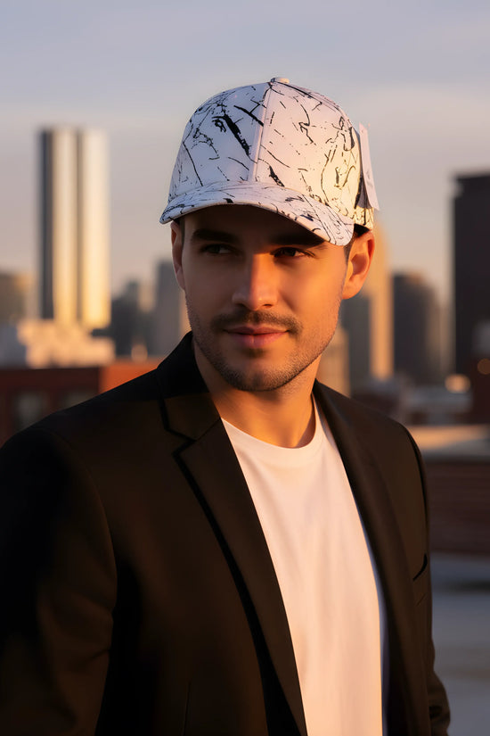 White Marble Pattern Cap