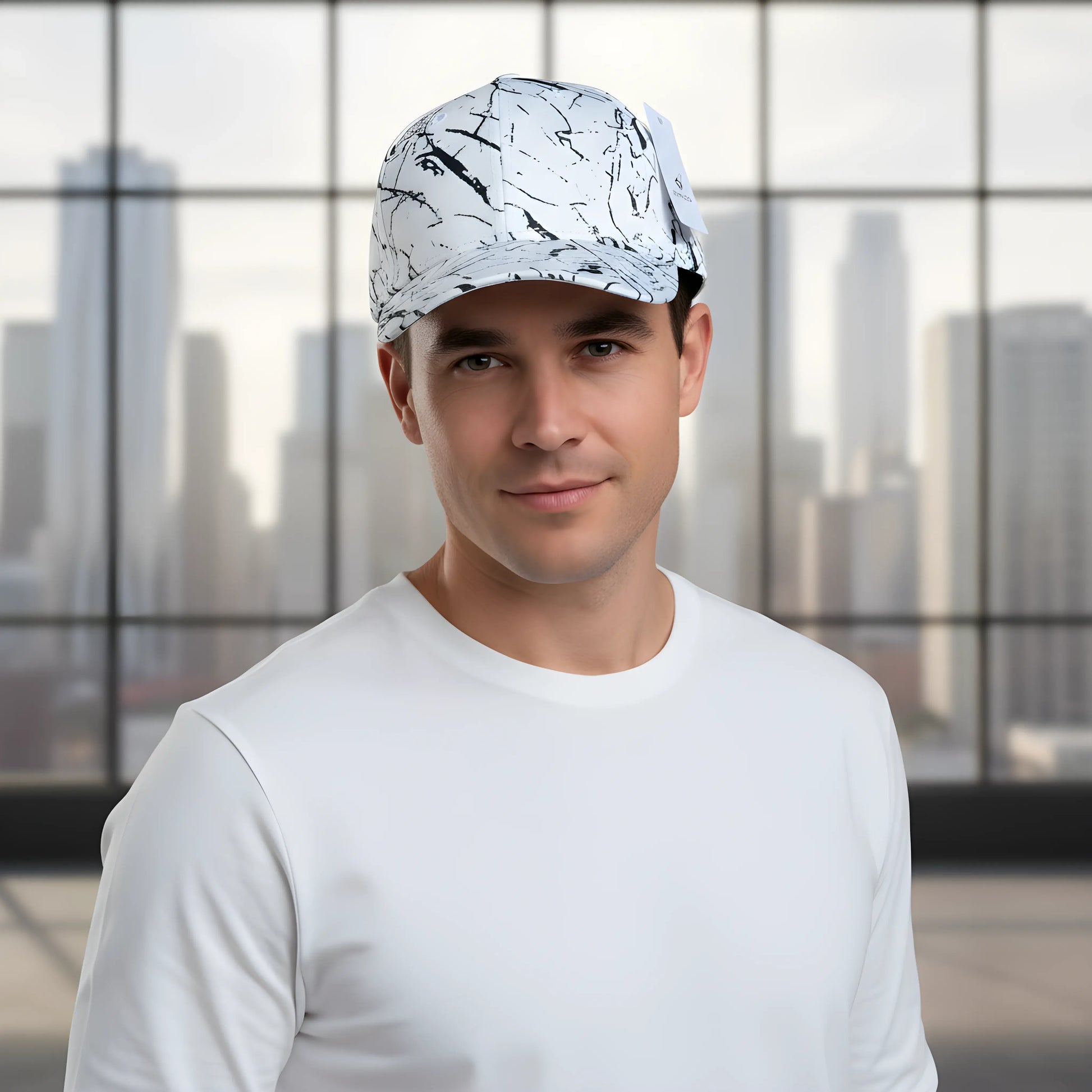 White Marble Pattern Cap