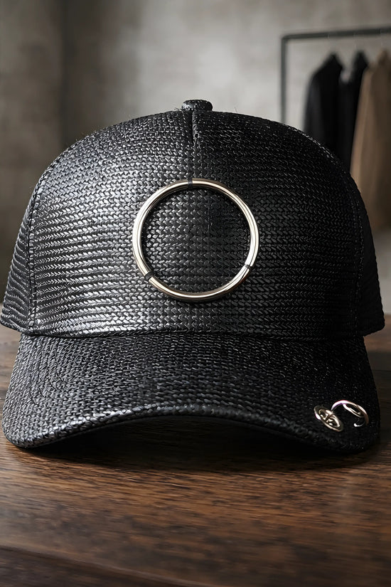 Black Woven O-Ring Pierced Cap