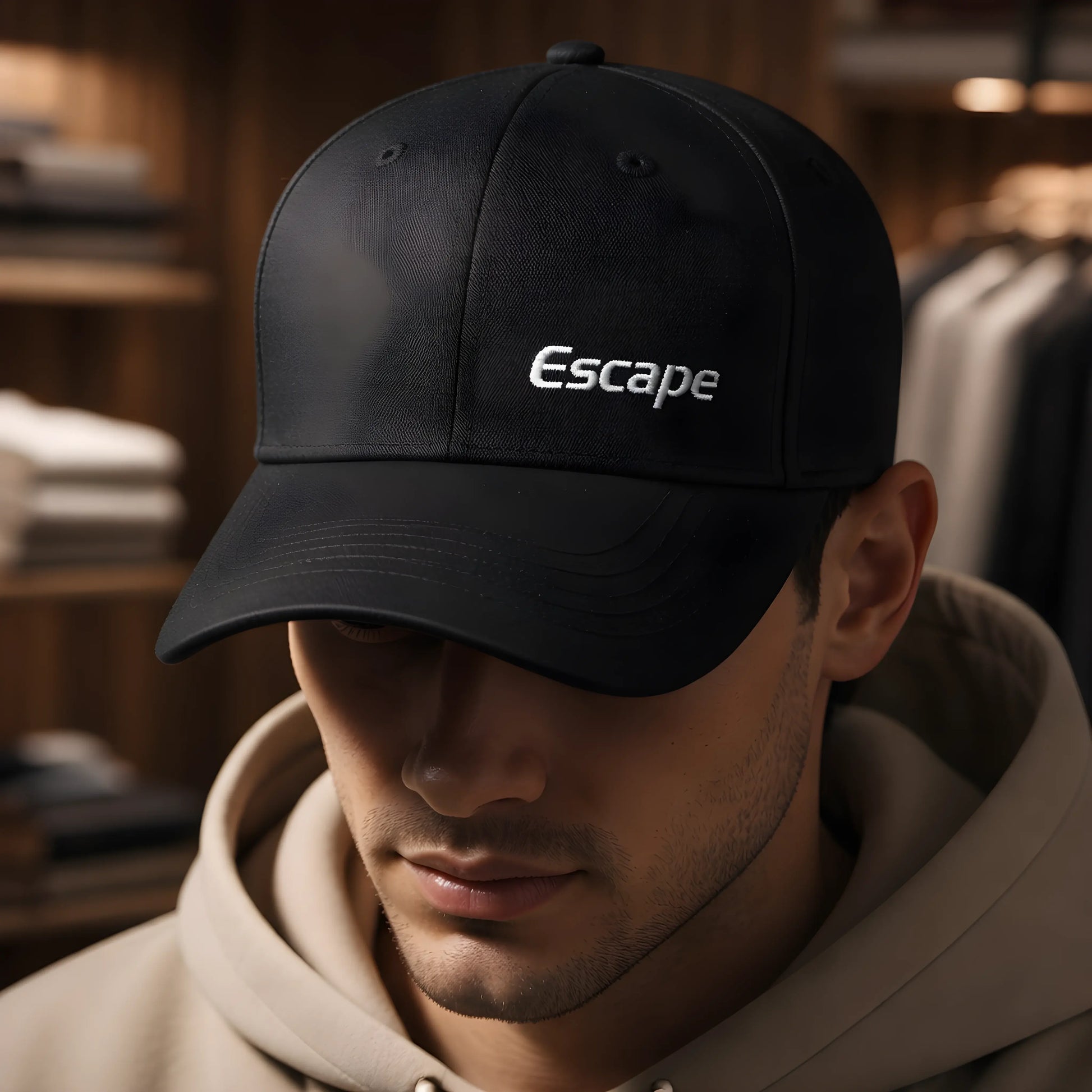 "Escape" Minimalist Black Cap