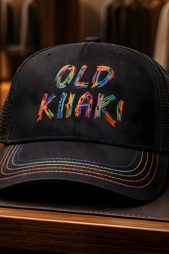 Old Khaki Multi-Color Embroidery Trucker Cap
