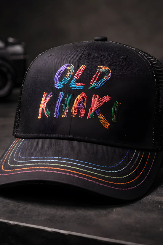 Old Khaki Multi-Color Embroidery Trucker Cap