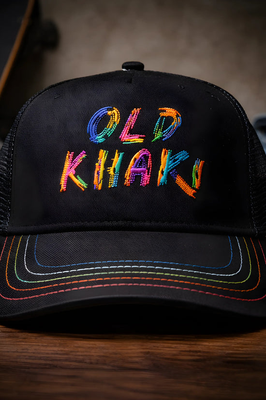 Old Khaki Multi-Color Embroidery Trucker Cap