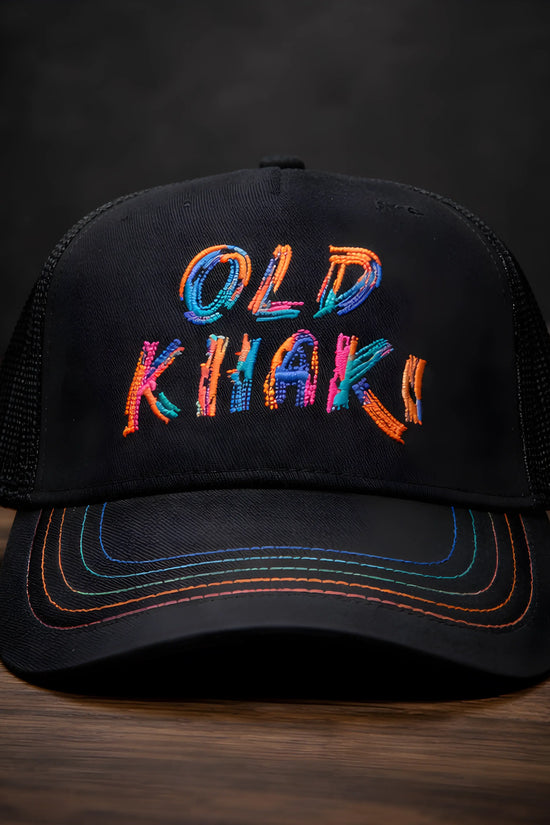 Old Khaki Multi-Color Embroidery Trucker Cap