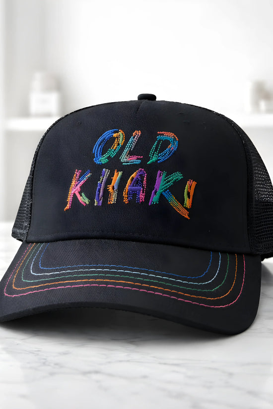 Old Khaki Multi-Color Embroidery Trucker Cap