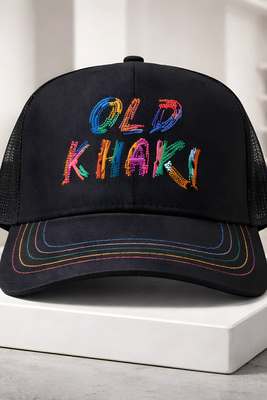 Old Khaki Multi-Color Embroidery Trucker Cap