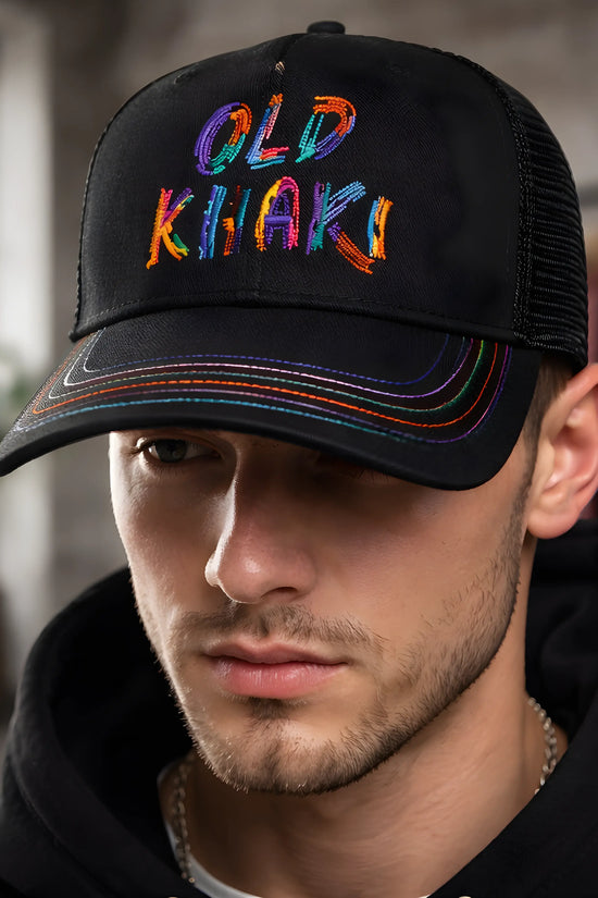 Old Khaki Multi-Color Embroidery Trucker Cap