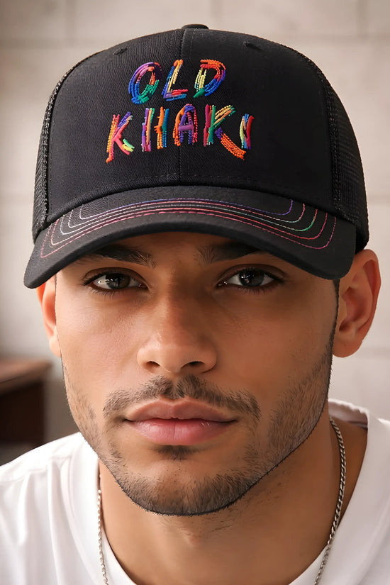Old Khaki Multi-Color Embroidery Trucker Cap