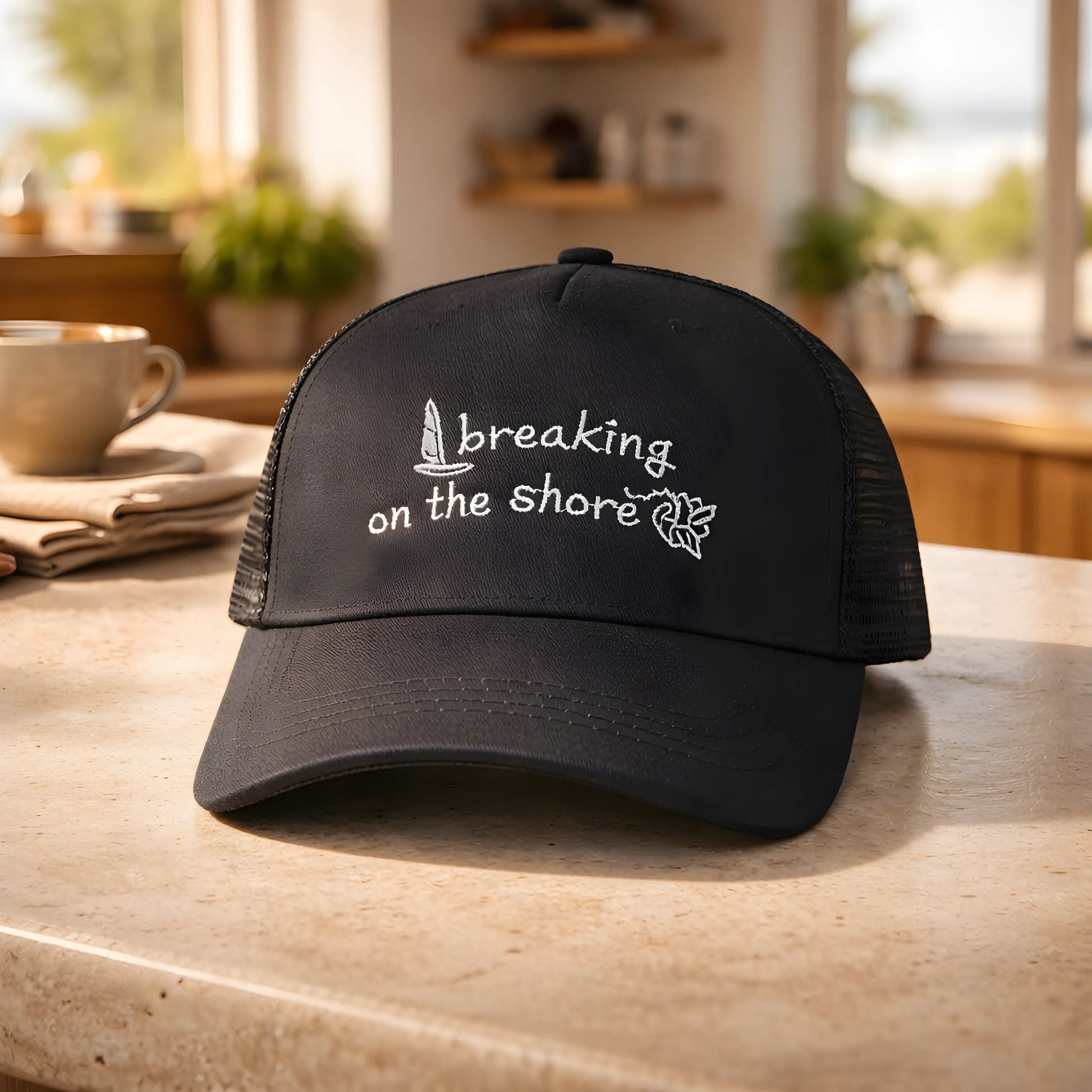 "Breaking on the Shore" Nautical Trucker Cap