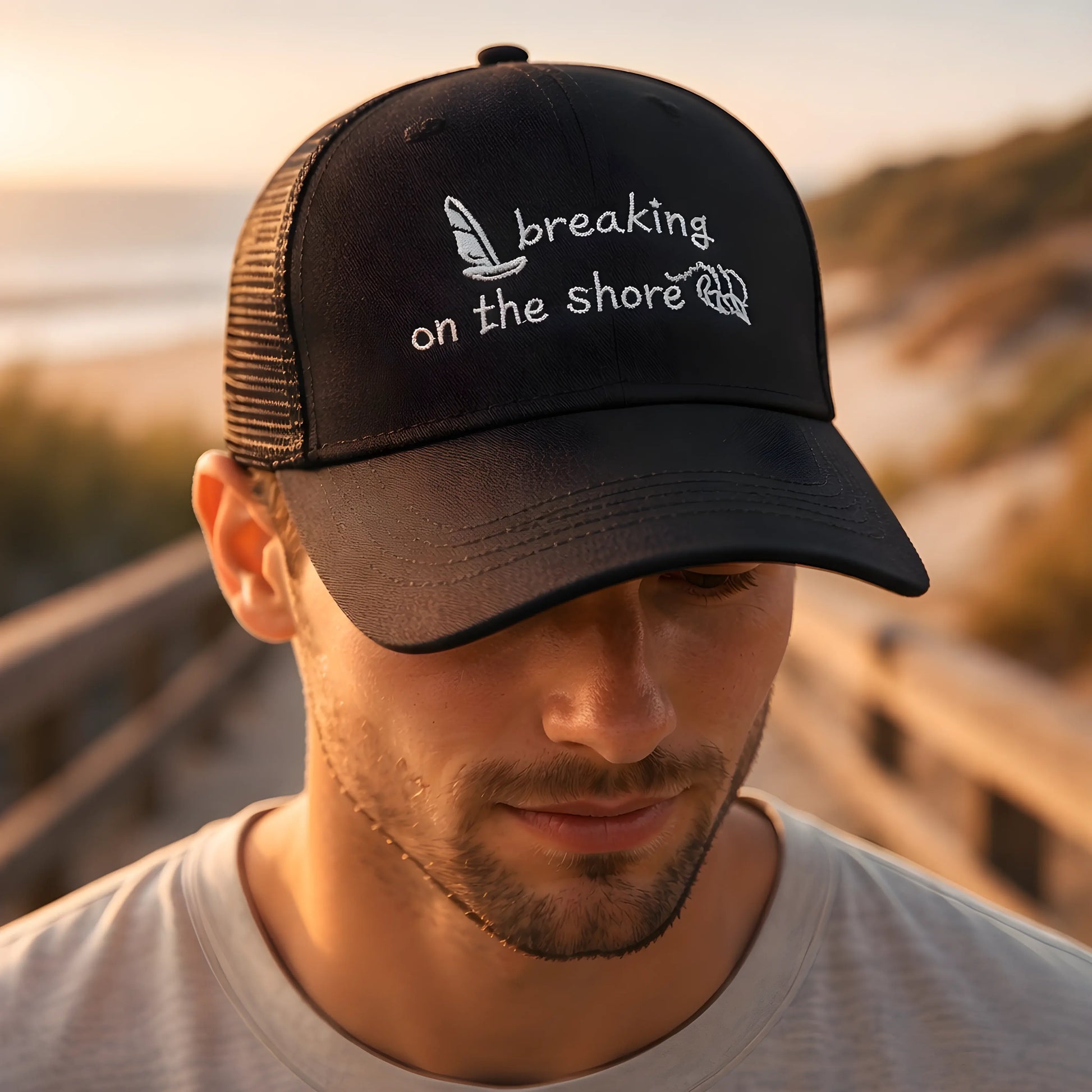 "Breaking on the Shore" Nautical Trucker Cap