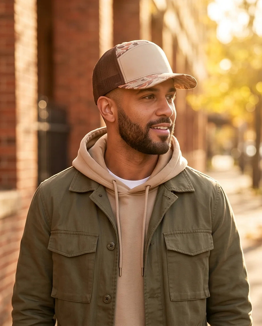 The 'Wildwood' Duck Camo 7-Panel Trucker