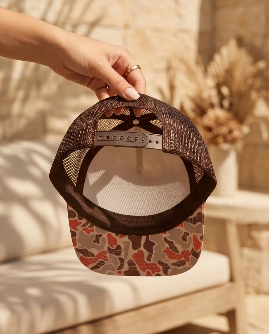 The 'Wildwood' Duck Camo 7-Panel Trucker