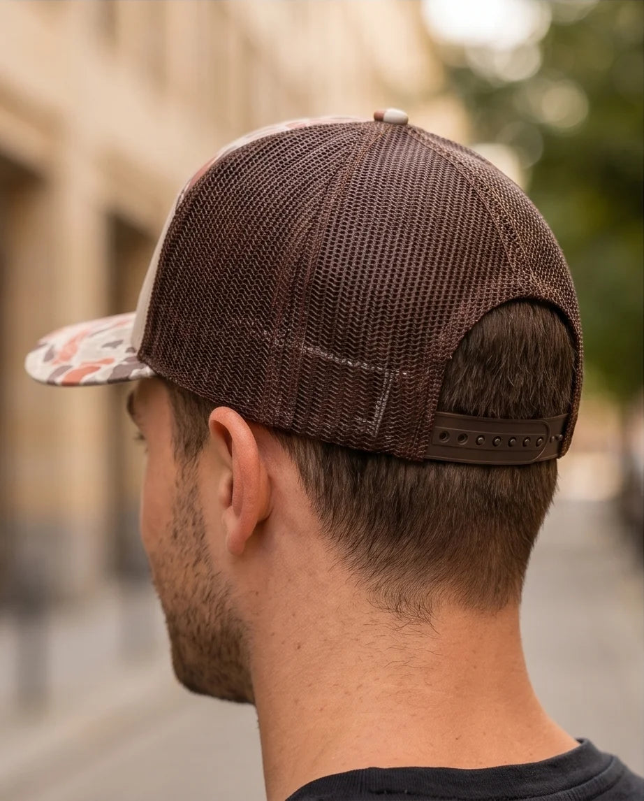 The 'Wildwood' Duck Camo 7-Panel Trucker