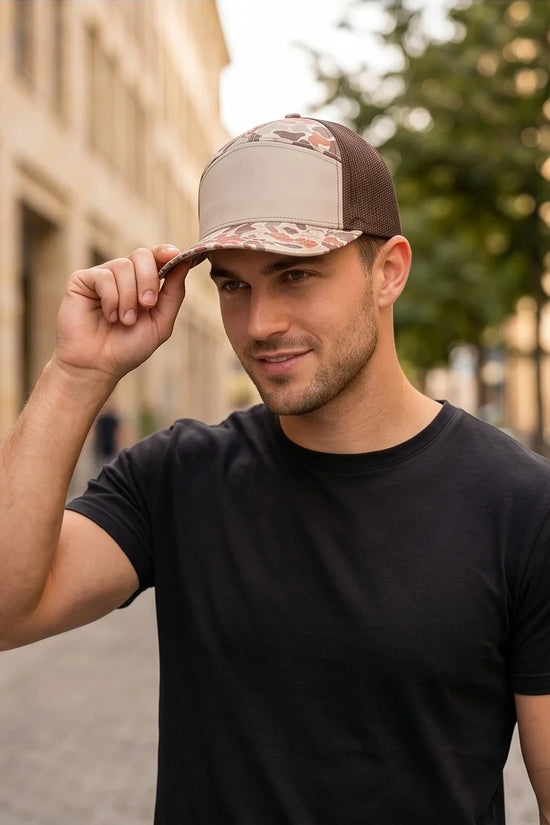 The 'Wildwood' Duck Camo 7-Panel Trucker