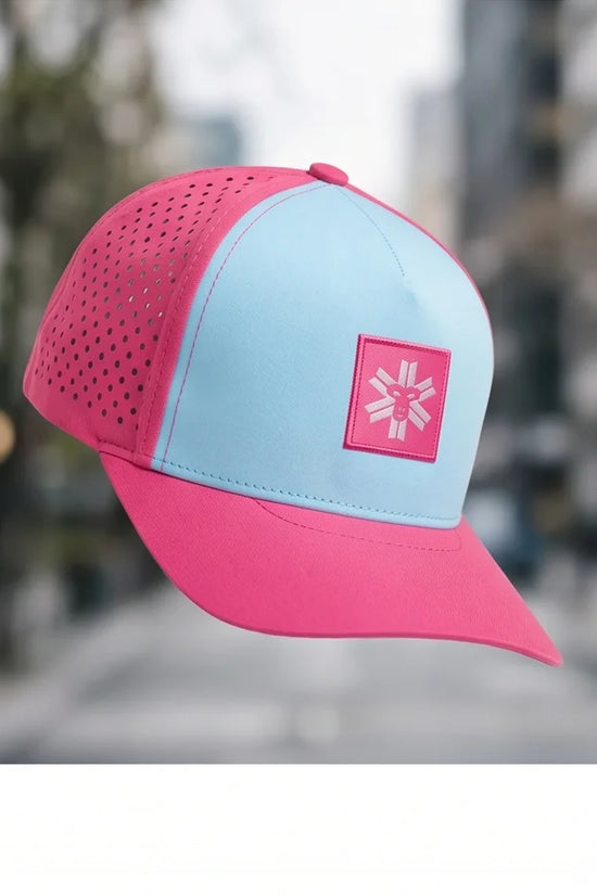 Light Blue and Pink Monkey Patch Performance Cap