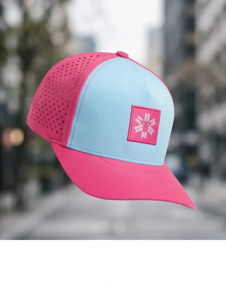 Light Blue and Pink Monkey Patch Performance Cap