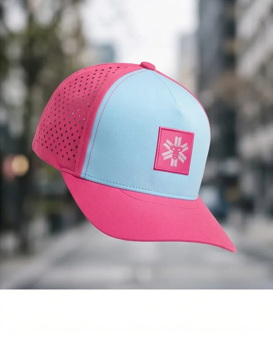 Light Blue and Pink Monkey Patch Performance Cap