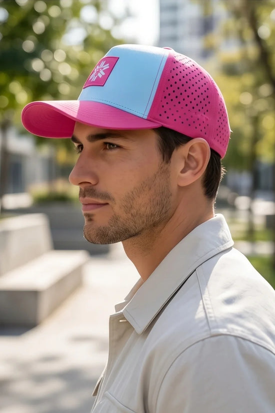 Light Blue and Pink Monkey Patch Performance Cap