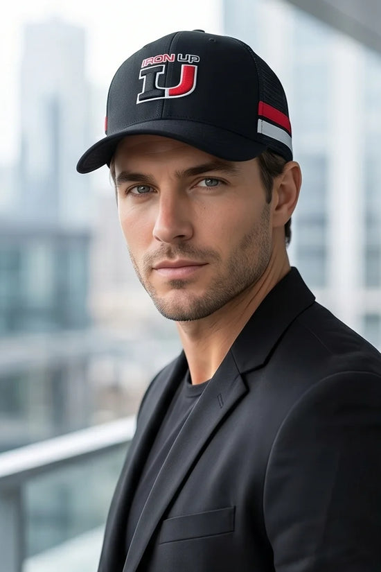 "Iron Up" IU Black Trucker Hat