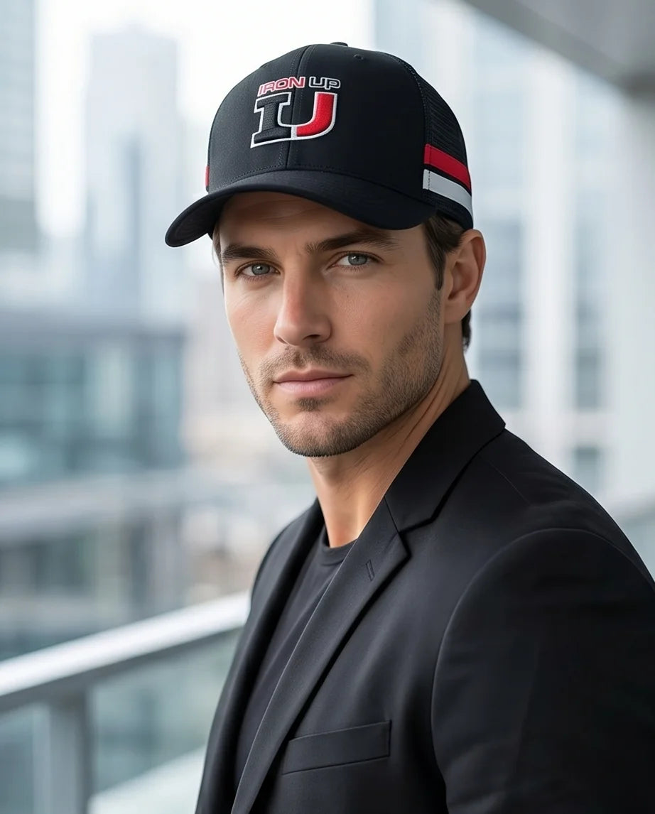 "Iron Up" IU Black Trucker Hat