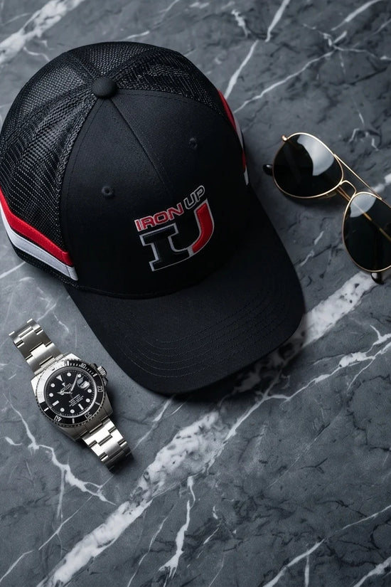 "Iron Up" IU Black Trucker Hat
