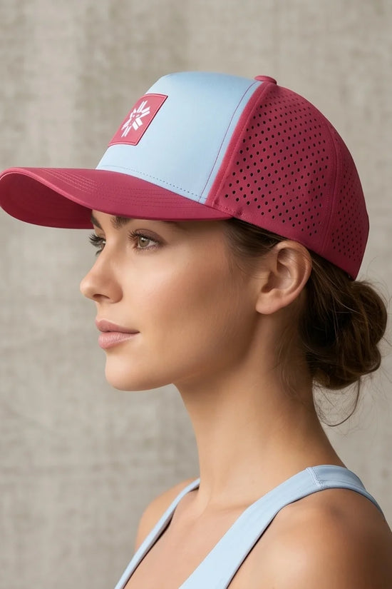 Light Blue and Pink Monkey Patch Performance Cap