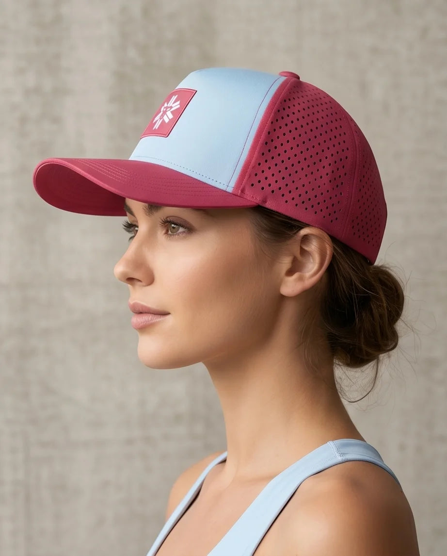 Light Blue and Pink Monkey Patch Performance Cap
