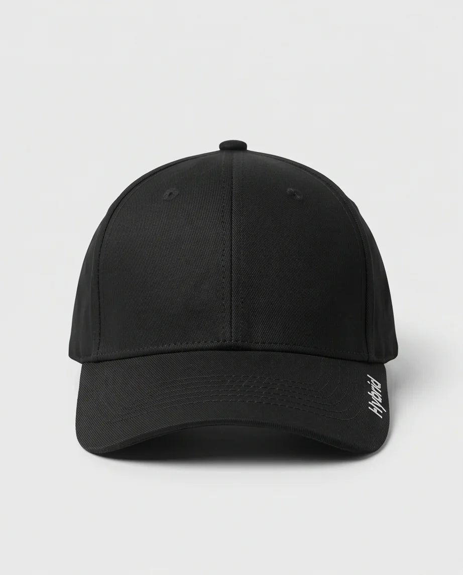 Black "Hybrid" Brim Logo Cap