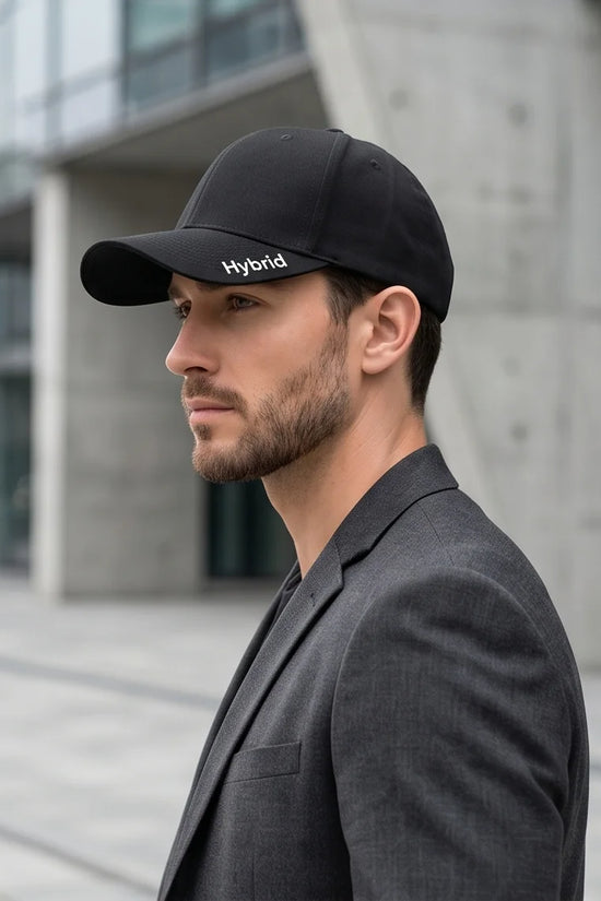 Black "Hybrid" Brim Logo Cap