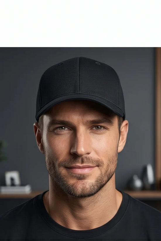 Black "Hybrid" Brim Logo Cap