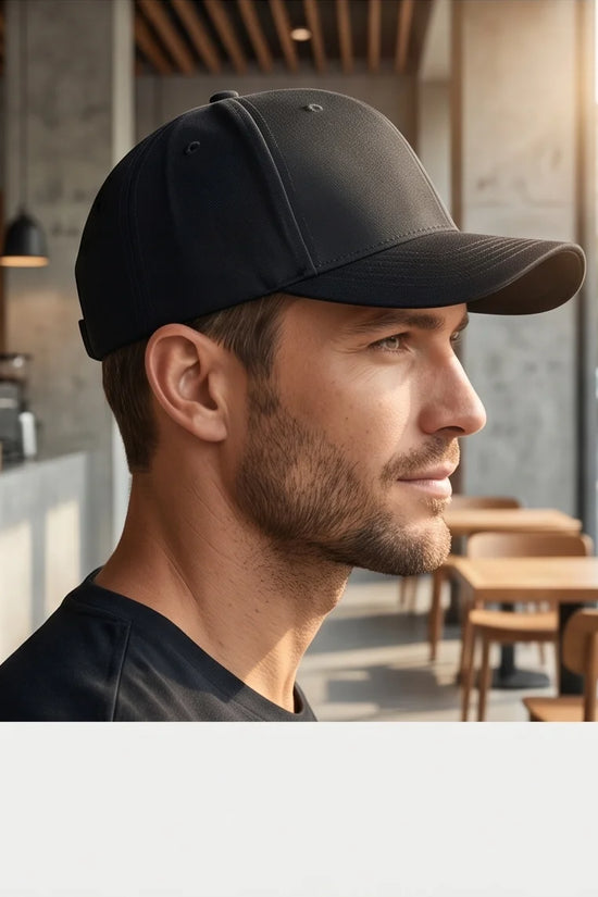 Black "Hybrid" Brim Logo Cap