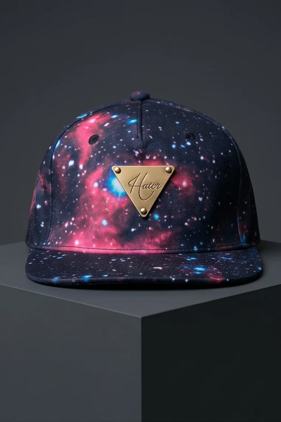 Hater Galaxy Print Cap with Gold Badge
