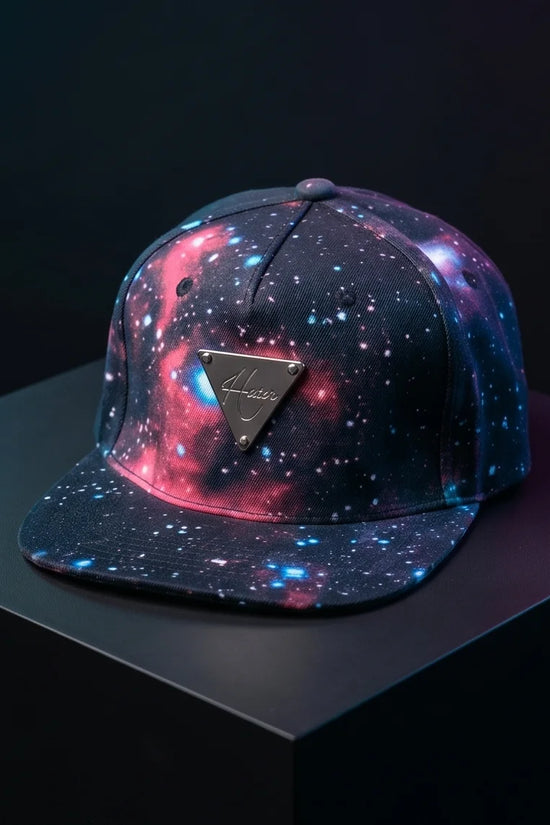Hater Galaxy Print Cap with Gold Badge