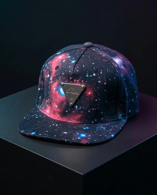 Hater Galaxy Print Cap with Gold Badge
