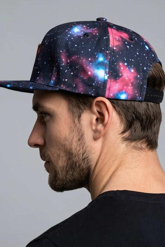 Hater Galaxy Print Cap with Gold Badge