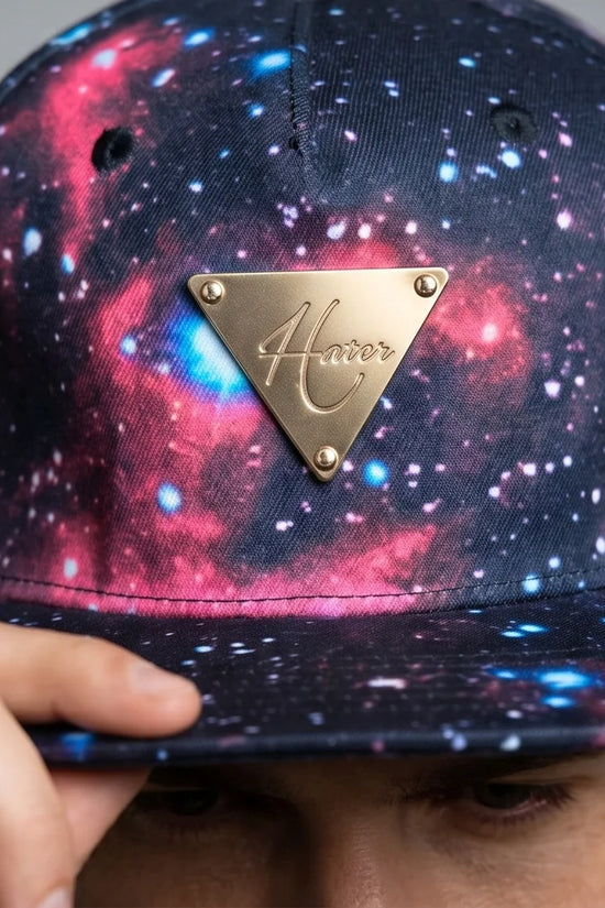 Hater Galaxy Print Cap with Gold Badge