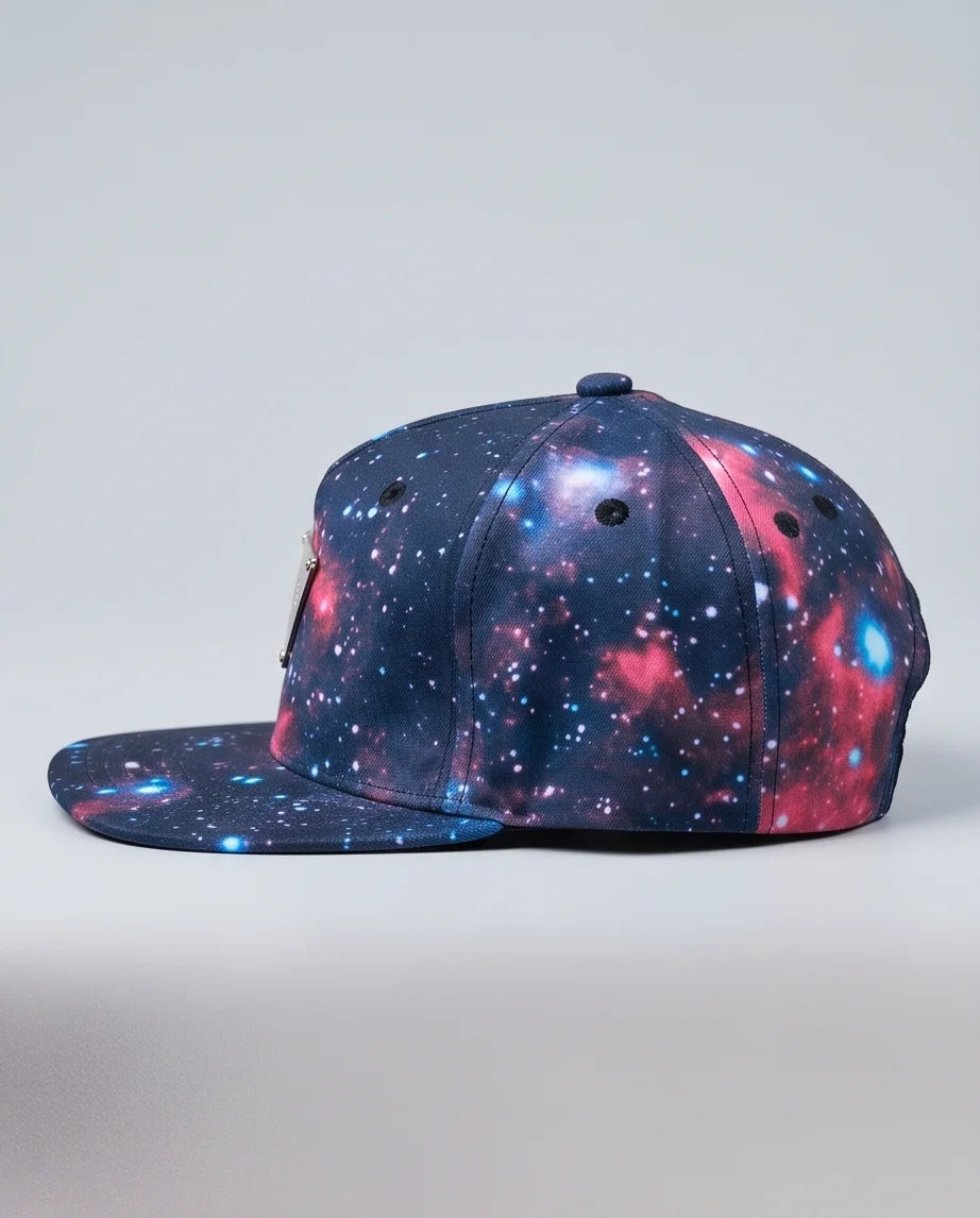 Hater Galaxy Print Cap with Gold Badge
