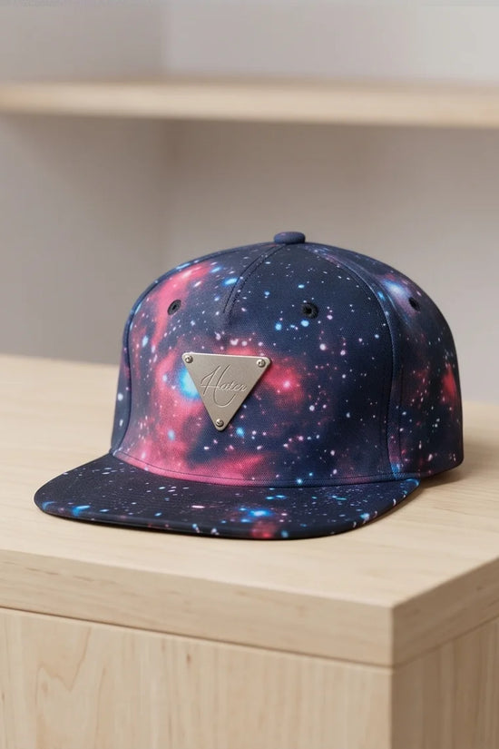 Hater Galaxy Print Cap with Gold Badge