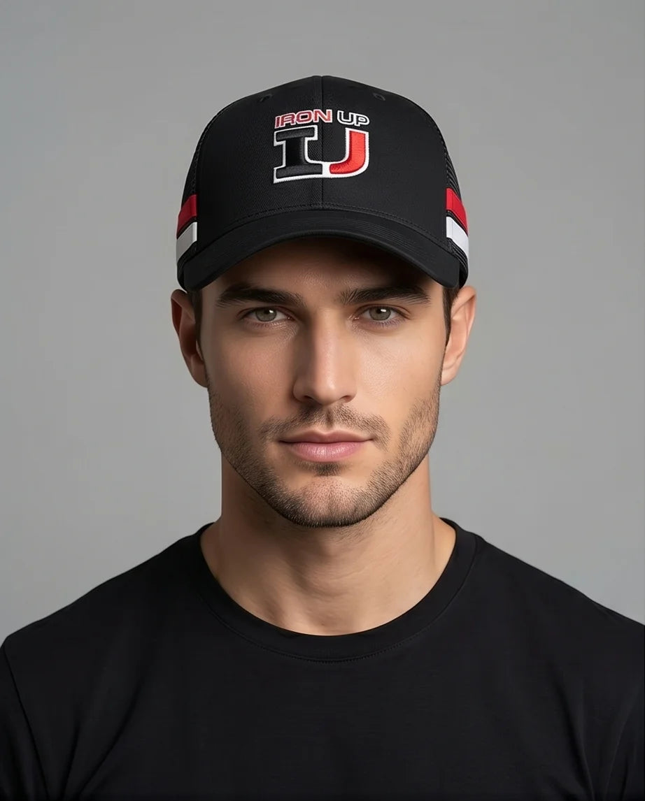 "Iron Up" IU Black Trucker Hat