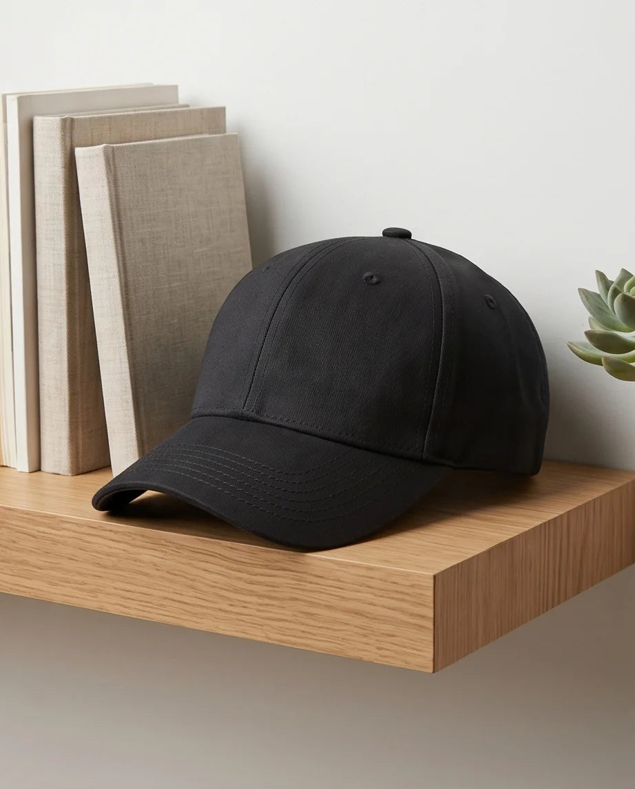 Classic Black Twill Baseball Cap