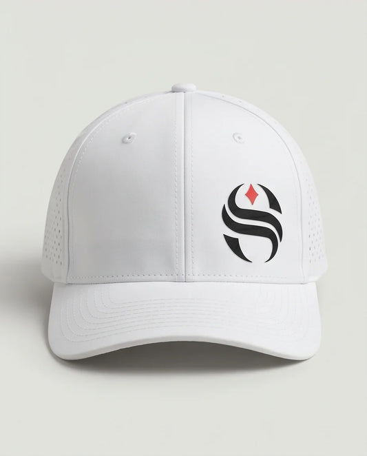 White Laser-Perforated Performance Cap