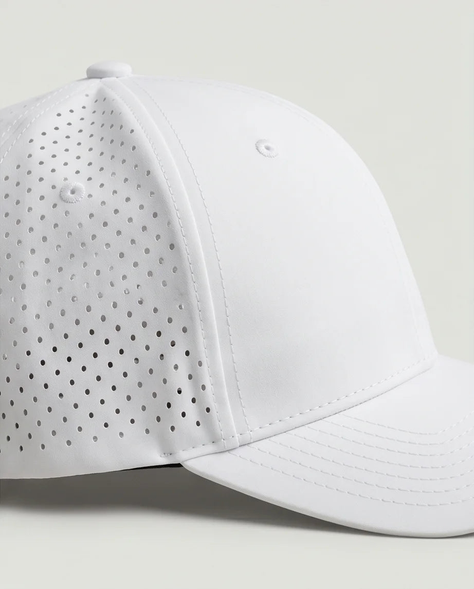 White Laser-Perforated Performance Cap