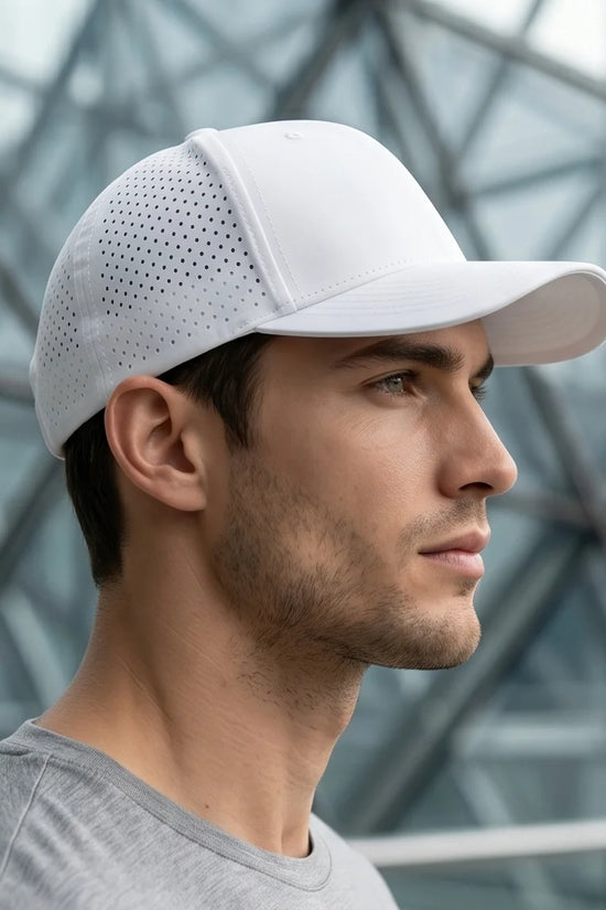 White Laser-Perforated Performance Cap
