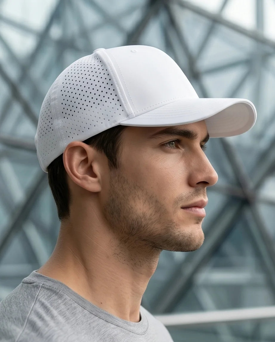 White Laser-Perforated Performance Cap